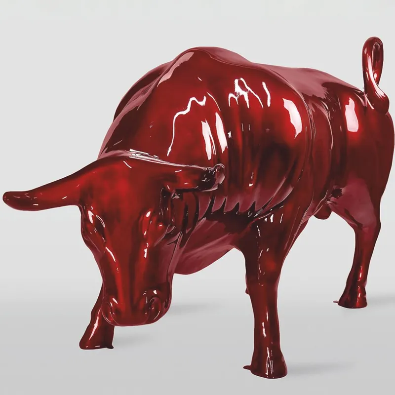 Casa Padrino escultura decorativa XXL toro rojo metalizado 235 cm - Figura de jardín Rabatt
