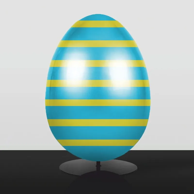 Casa Padrino huevo de pascua decorativo XXL con soporte turquesa / amarillo A. 75 cm - Decoración de pascua Sonderaktion
