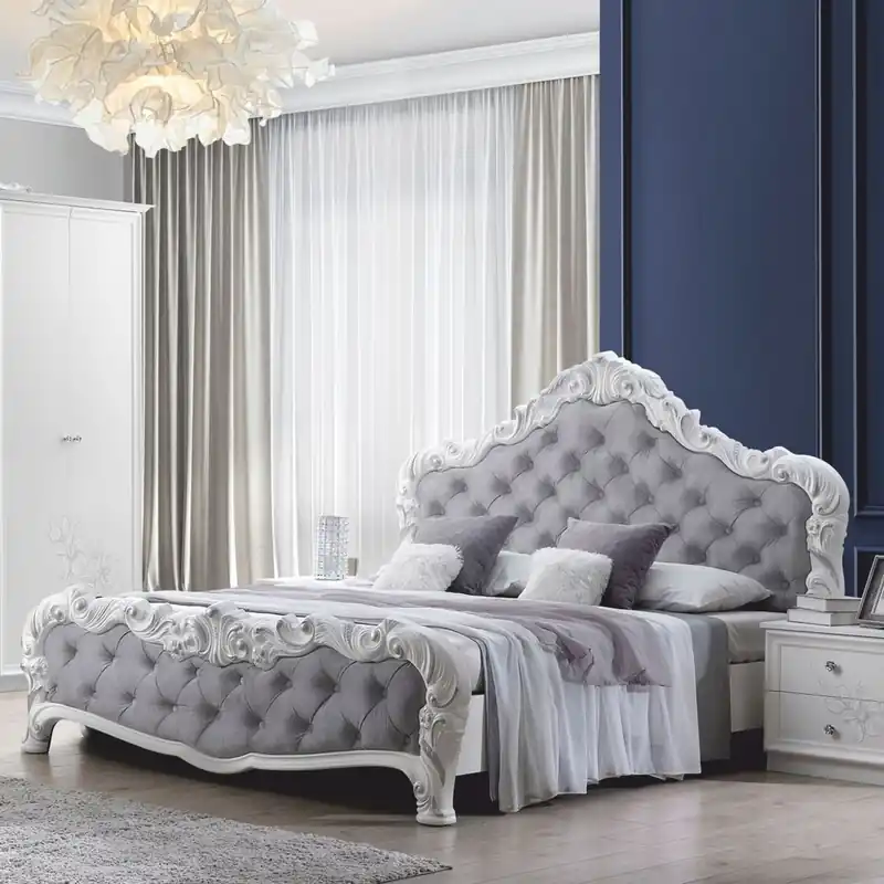 Beliebt Casa Padrino cama doble barroco de lujo gris / blanco - Muebles de dormitorio barrocos
