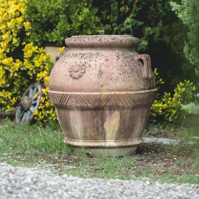 Sale Casa Padrino Maceta Art Nouveau de Terracota Beige A. 95 cm - Hecho en Italia