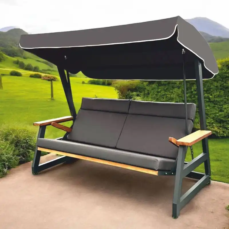 Neue Ware Casa Padrino columpio de Hollywood de lujo antracita / marrón 226 cm - Muebles de jardín y terraza