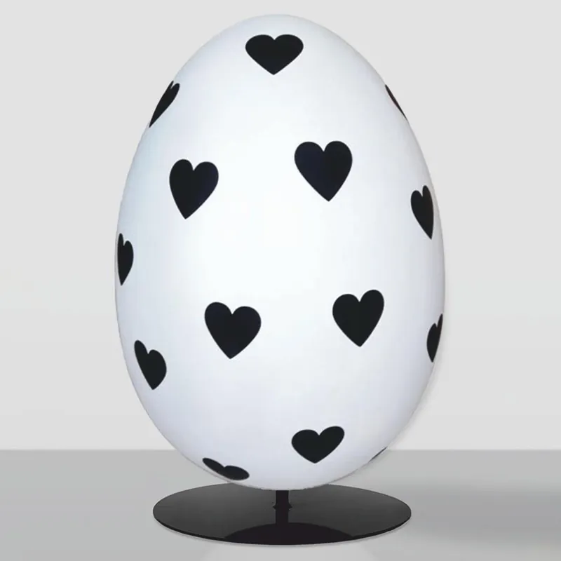 Casa Padrino huevo de pascua decorativo XXL con soporte blanco / negro A. 160 cm - Decoración de pascua Schnäppchen