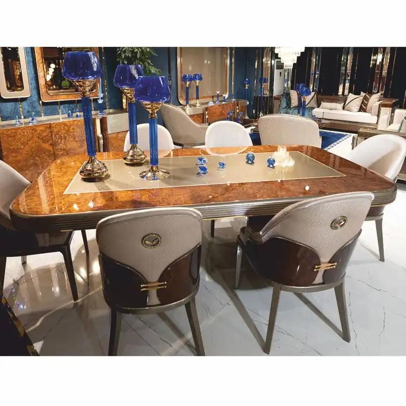 Casa Padrino mesa de comedor de lujo marrón / oro / gris 240 cm - Muebles de comedor Preisknaller