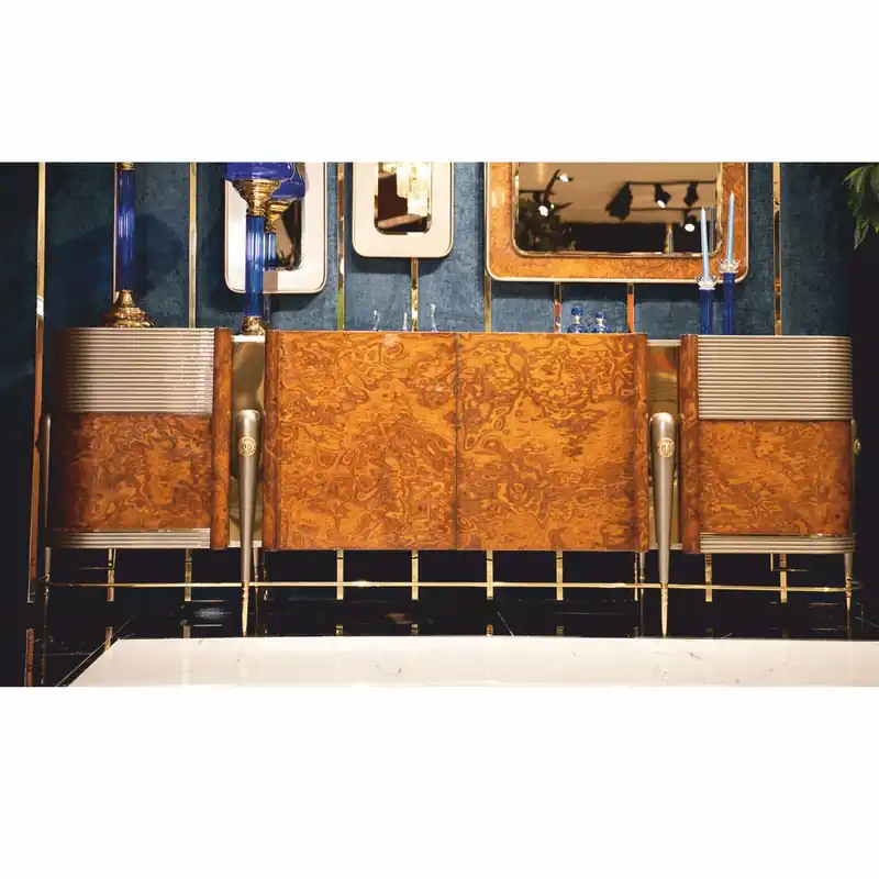 Casa Padrino aparador de lujo con 4 puertas marrón / gris / oro 251,5 cm - Muebles de lujo Nur Heute