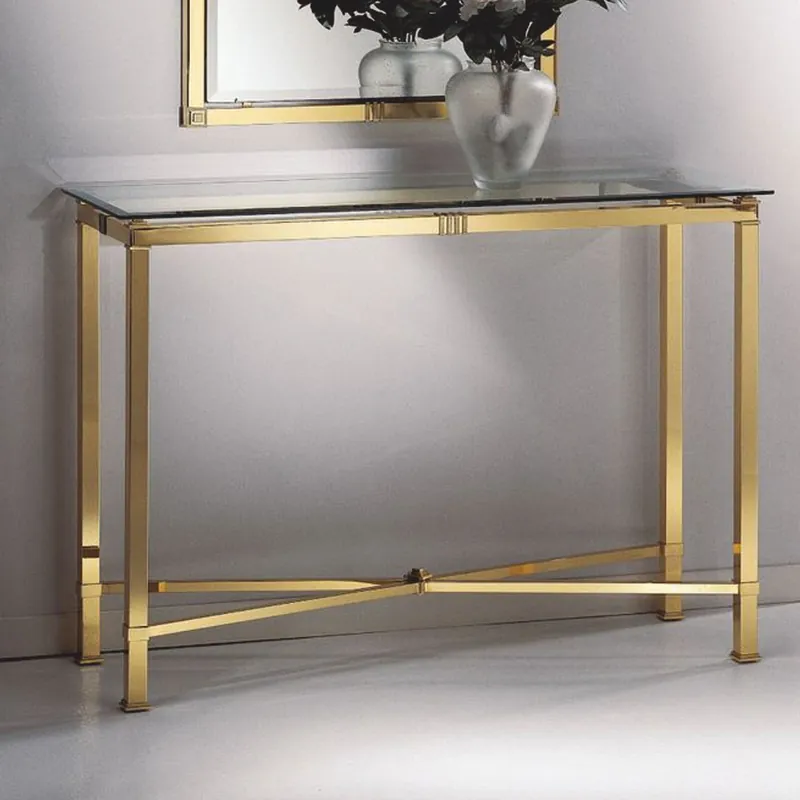 Casa Padrino consola de lujolatón brillante / latón satinado 110 cm - Hecho en Italia Echt