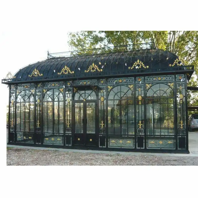 Solange Der Vorrat Reicht Casa Padrino casa de jardín Art Nouveau negro / oro 856 x 456 x A. 516 cm