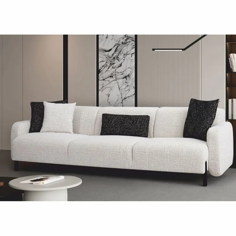 Expressversand Casa Padrino sofá de lujo de 4 plazas blanco / negro 280 cm - Muebles de salón y hotel