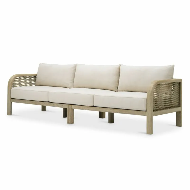 Casa Padrino sofá de jardín de lujo de teca arena / beige 283 cm - Muebles de jardín Must-Have