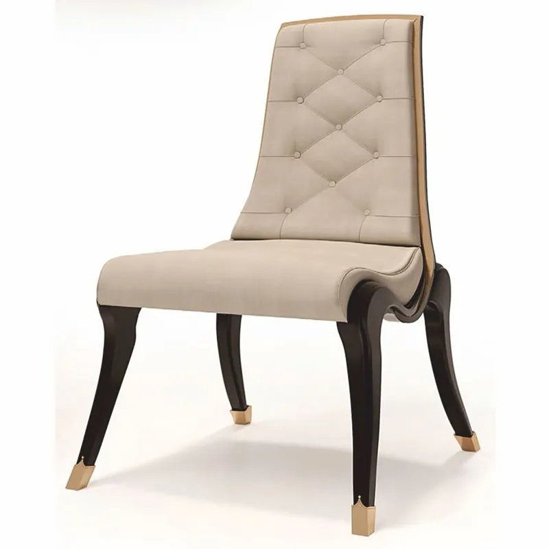 Casa Padrino silla de comedor de cuero de lujo beige / negro / bronce - Hecho en Italia Saisonangebot