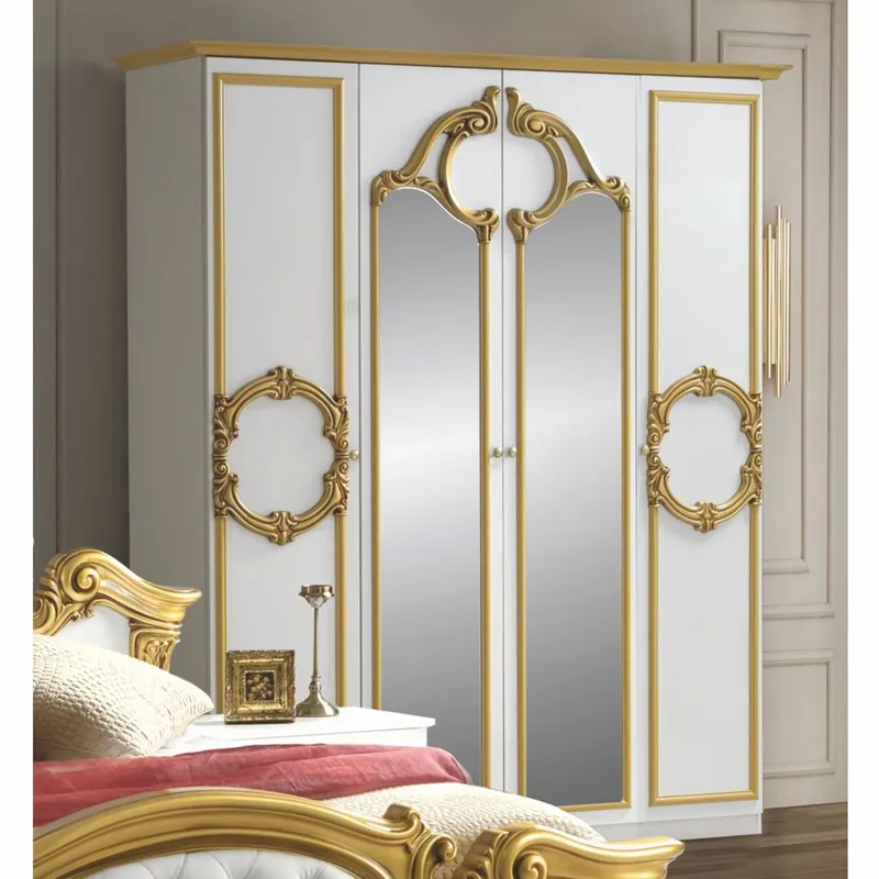 Schneller Versand Casa Padrino armario de dormitorio barroco de lujo blanco / oro 177 cm - Muebles de dormitorio barrocos