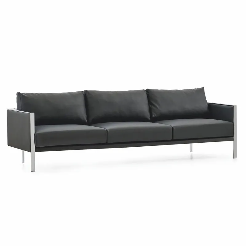 Mega-Angebot Casa Padrino Sofá de Cuero de Lujo Gris / Plata 236 cm - Muebles para Hoteles y Oficinas