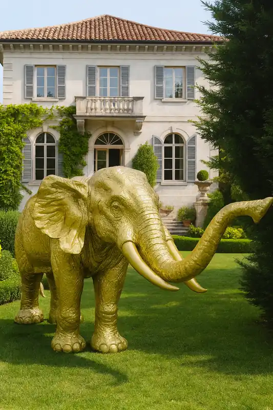 Casa Padrino escultura decorativa XXL elefante oro 410 cm - Figura gigante para decoración de jardín Jetzt Bestellen