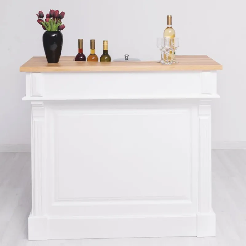 Casa Padrino barra de bar de estilo campestre blanco / natural 120 cm - Mueble bar macizo Solange Der Vorrat Reicht