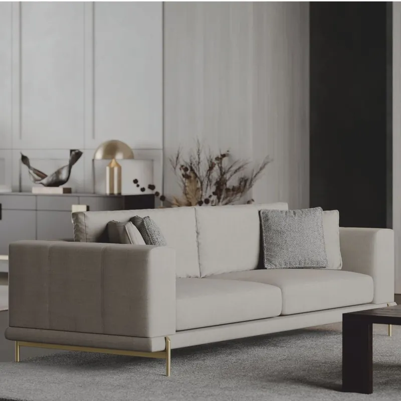 Solange Der Vorrat Reicht Casa Padrino Sofá de Lujo Gris / Latón 260 cm - Muebles de Salón y Hotel