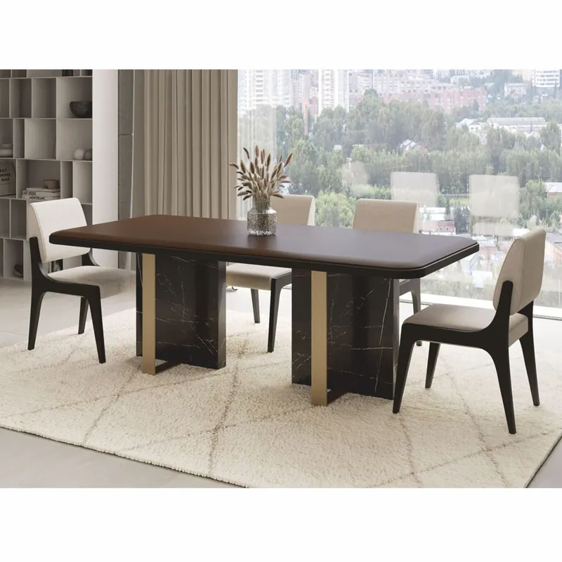 Casa Padrino mesa de comedor de lujo marrón oscuro / negro / latón 215 cm - Muebles de hotel y comedor Preisknaller