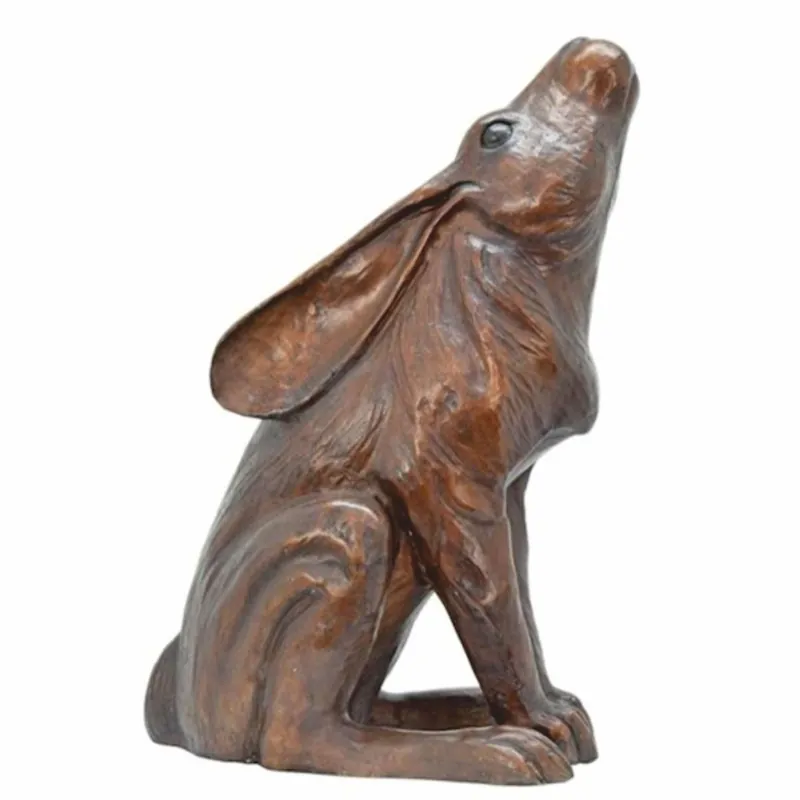 Casa Padrino escultura decorativa de bronce conejo marrón A. 42 cm - Figura de jardín de bronce Markenware