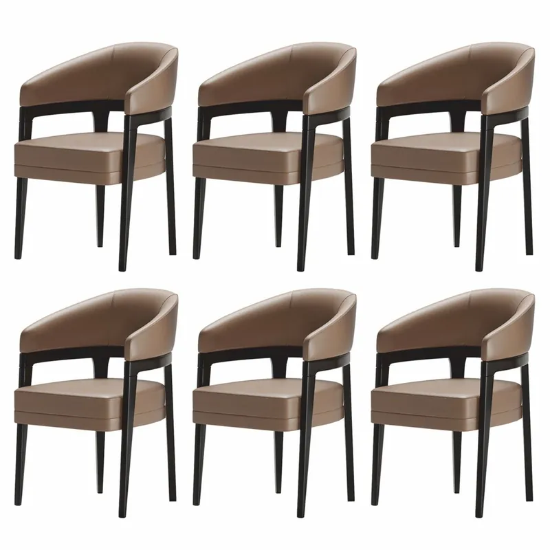 Saisonangebot Casa Padrino conjunto de 6 sillas de comedor de lujo con reposabrazos marrón / negro - Muebles de hotel y comedor