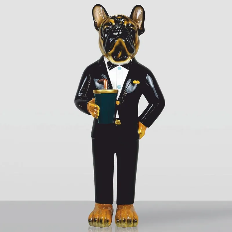 Bestseller Casa Padrino escultura decorativa XXL bulldog con traje A. 170 cm - Figura decorativa grande