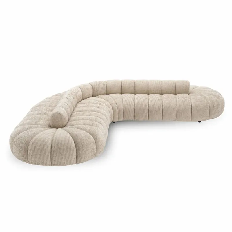 Casa Padrino sofá de lujo beige / negro 331 cm - Muebles de hotel de lujo Echt