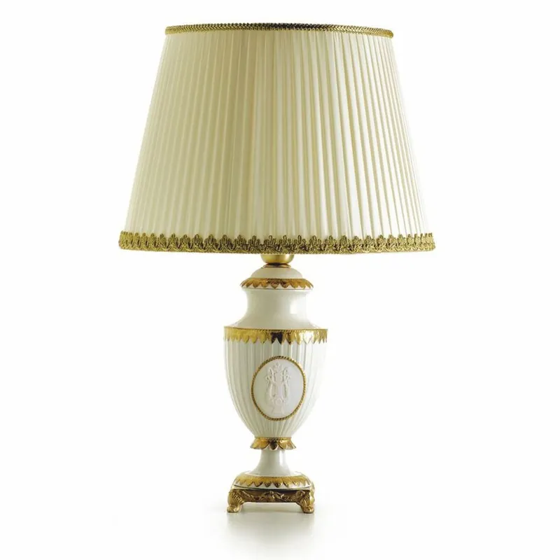 Casa Padrino lámpara de mesa barroco de lujo de porcelana blanco / oro / marfil A. 59 cm - Hecho en Italia Neue Ware