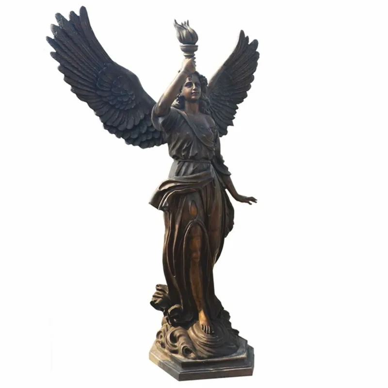 Heißes Angebot Casa Padrino escultura de latón decorativa de jardín Art Nouveau ángel con antorcha derecha bronce A. 210 cm