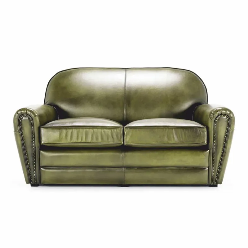 Jetzt Kaufen Casa Padrino sofá de cuero de lujo verde / negro 150 cm - Muebles de cuero genuino