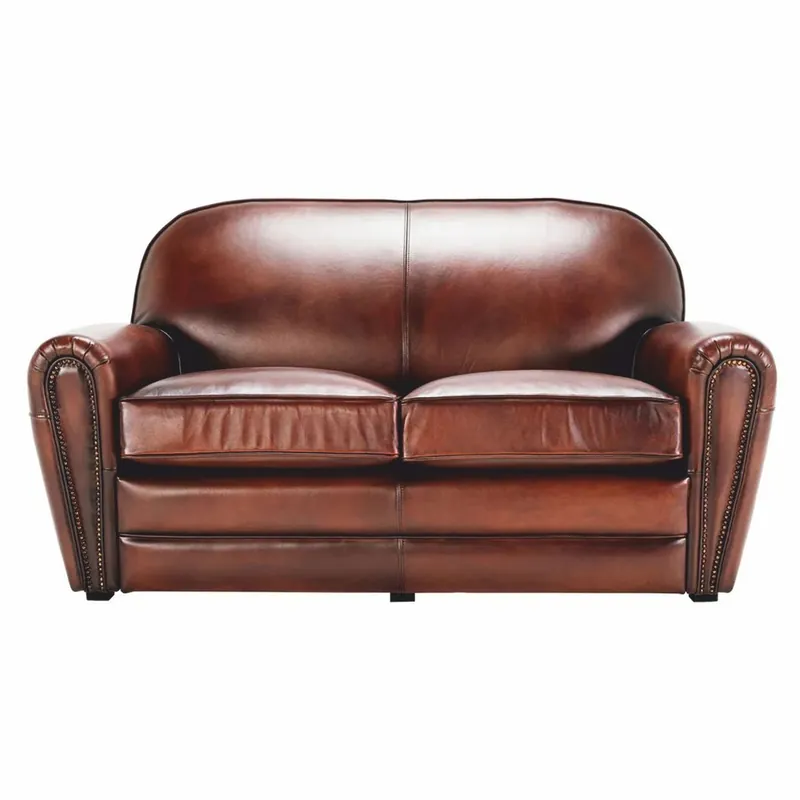 Casa Padrino sofá de cuero de lujo marrón / negro 150 cm - Muebles de cuero genuino Meistverkauft