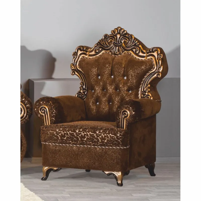 Zertifiziert Casa Padrino sillón barroco de lujo con pedrería marrón / oro - Muebles de estilo barroco