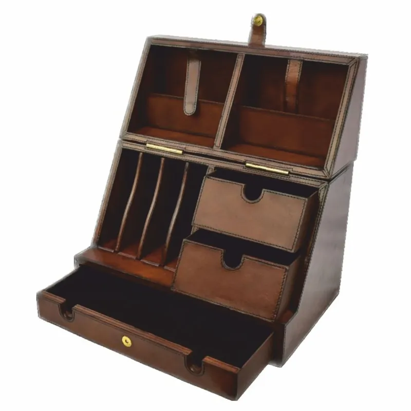 Must-Have Casa Padrino caja organizadora de escritorio de lujo marrón A. 43 cm - Accesorios de escritorio