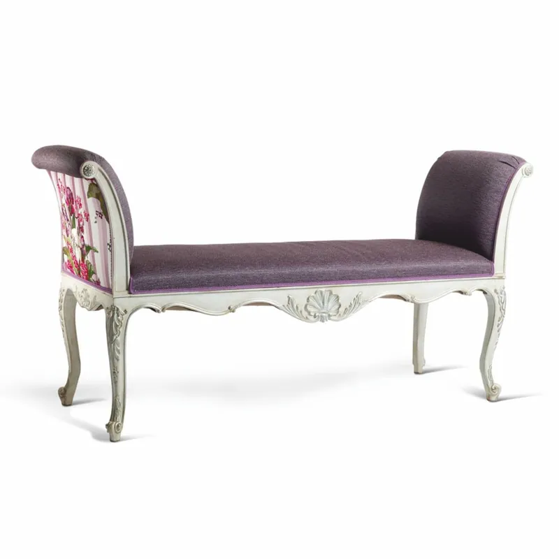 Sonderaktion Casa Padrino banco barroco de lujo púrpura / colorido / blanco 163 cm - Muebles barrocos - Hecho en Italia