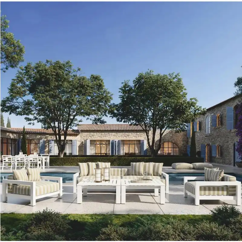 Casa Padrino conjunto de muebles de jardín de lujo blanco mate / beige - Muebles de hotel y jardín Versand Am Gleichen Tag