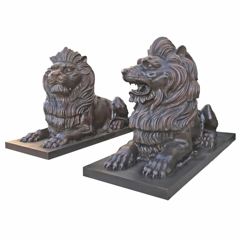 Casa Padrino conjunto de esculturas de latón para decoración de jardín Art Nouveau leones bronce 280 cm Angebot