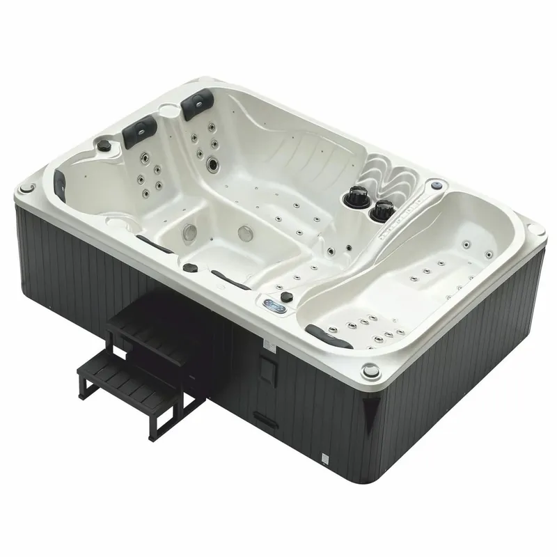 Sonderaktion Casa Padrino jacuzzi exterior de lujo blanco / negro 320 cm - Bañera de hidromasaje en el jardín