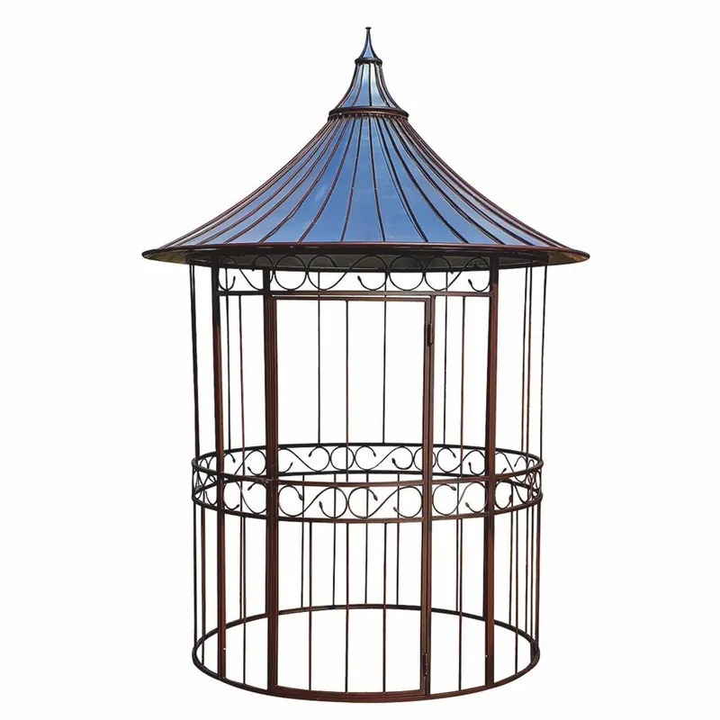 Casa Padrino casa para pájaros de jardín Art Nouveau de hierro forjado óxido / plata Ø 200 x A. 300 cm Preis Gesenkt