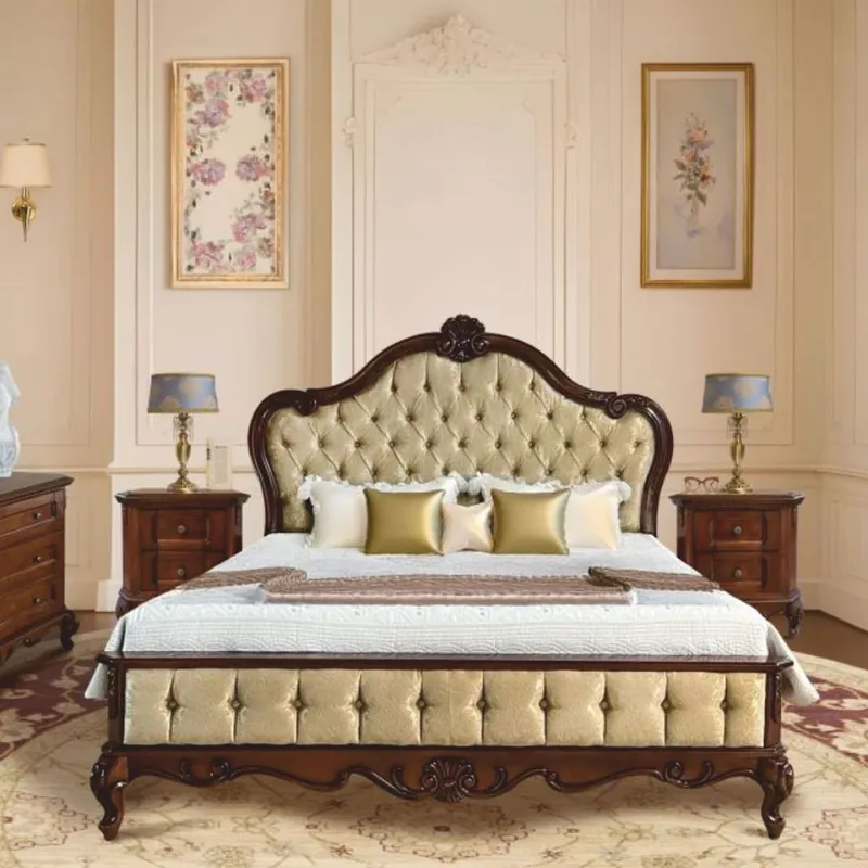 Heißes Angebot Casa Padrino cama de matrimonio barroco de lujo oro / marrón oscuro - Muebles de dormitorio barrocos