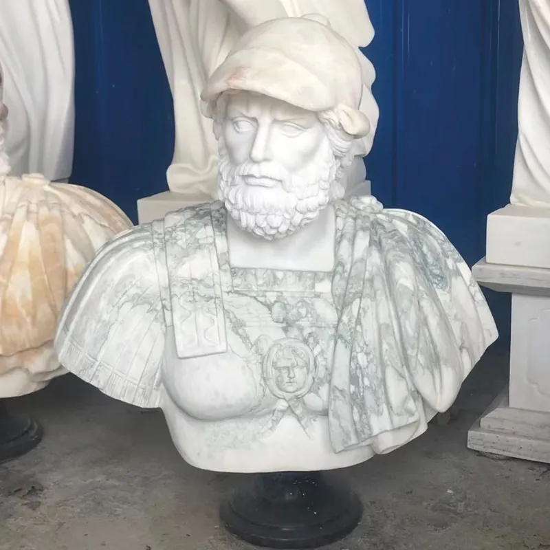 Zertifiziert Casa Padrino busto de mármol de estilo antiguo de lujo romano blanco / verde / negro - Decoración de jardín
