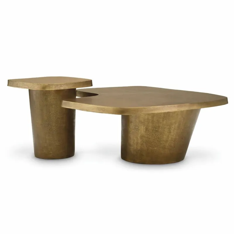 Casa Padrino conjunto de mesa de centro de aluminio de lujo latón vintage - Muebles para hoteles y salas de estar Geprüft