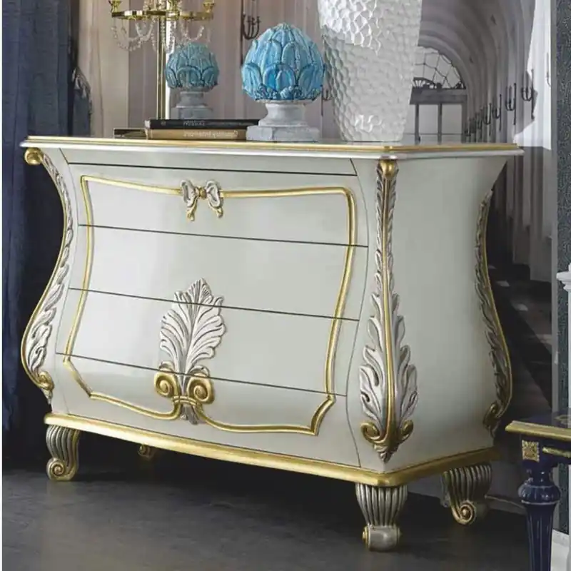 Casa Padrino cómoda barroco de lujo blanco / plata / oro 135 cm - Hecho en Italia Abverkauf