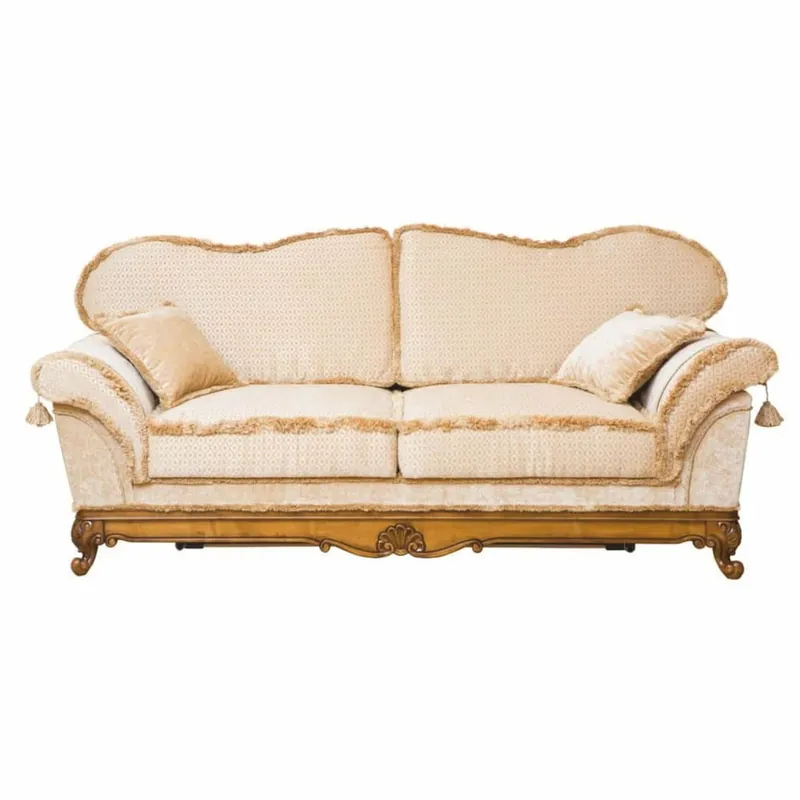 Casa Padrino sofá barroco de lujo crema / marrón 210 cm - Muebles de salón barrocos Finale Aktion