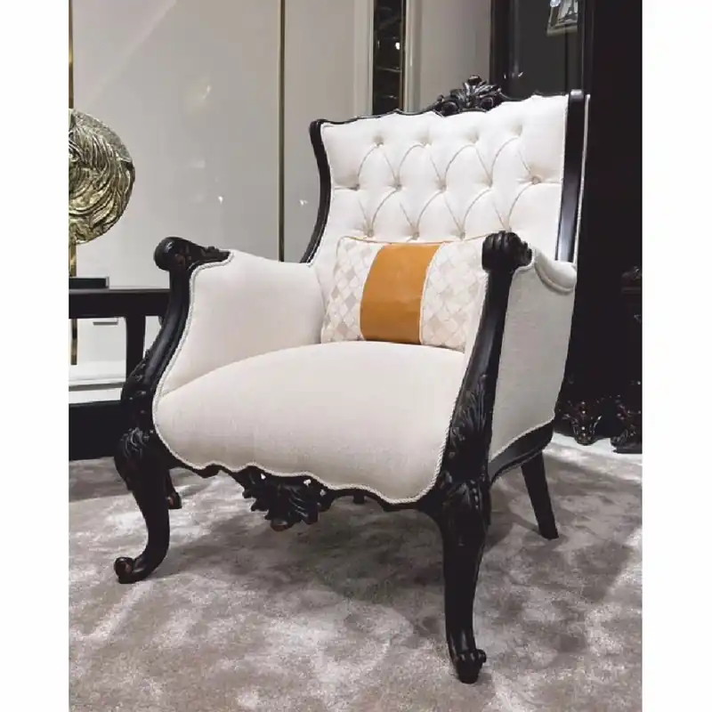 Preiswert Casa Padrino sillón de salón barroco de lujo plata / negro / plata - Sillón de estilo barroco hecho a mano con cojín decorativo - Muebles de salón barrocos
