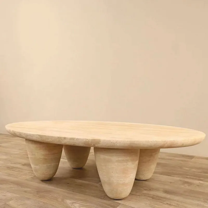 Casa Padrino mesa de centro de lujo de piedra natural travertino beige 120 cm - Muebles de salón Angebot