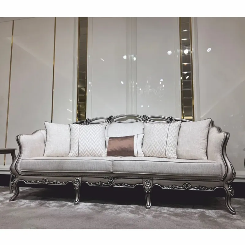 Casa Padrino sofá de salón barroco de lujo crema / plata 225 cm - Muebles barrocos Saisonangebot