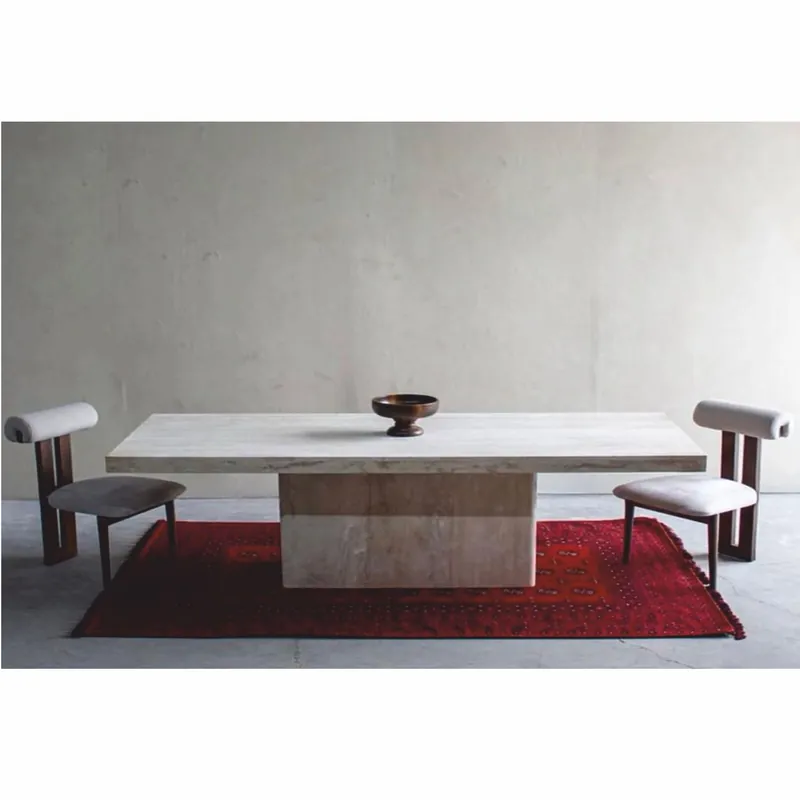 Markenprodukt Casa Padrino mesa de comedor de lujo de piedra natural travertino beige 220 cm - Muebles de comedor