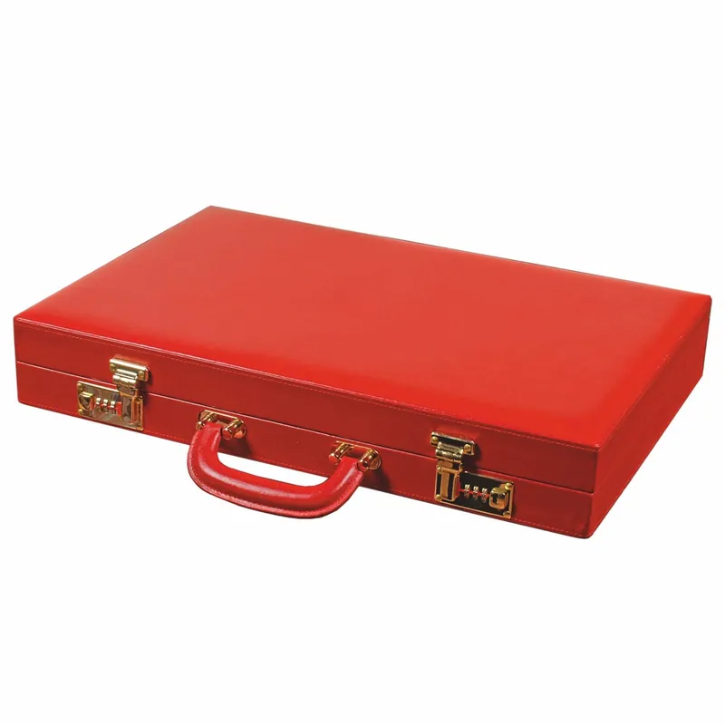 Letzte Chance Casa Padrino Maletín de Backgammon de Lujo en Piel Genuina Rojo - Accesorios de Lujo
