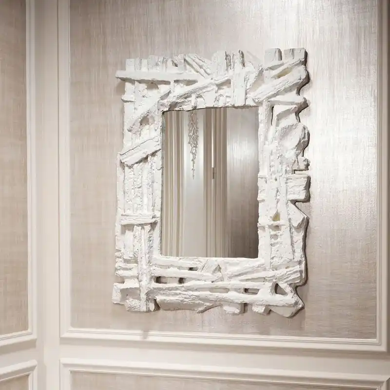 Neu Casa Padrino Espejo de Lujo Blanco Mate 121 cm - Espejo de Pared Rectangular - Muebles de Lujo