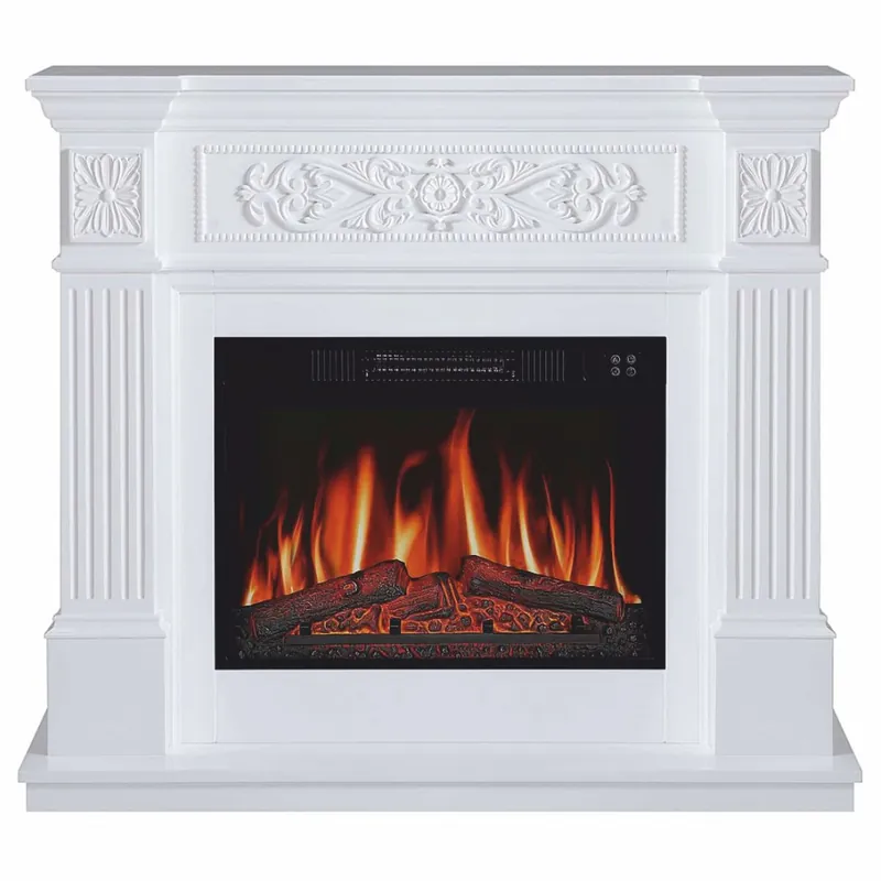 Direktkauf Casa Padrino chimenea eléctrica LED barroco blanco 106,6 x 37 x A. 92,5 cm - Muebles barrocos