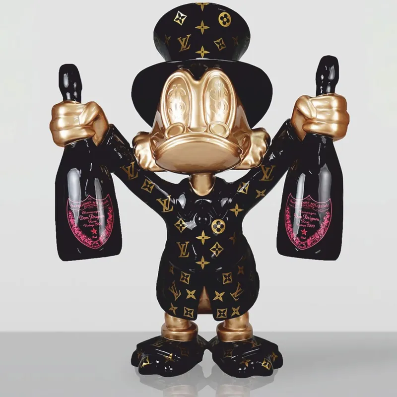 Casa Padrino escultura decorativa XXL pato negro / oro A. 170 cm - Figura decorativa grande Ausverkauf