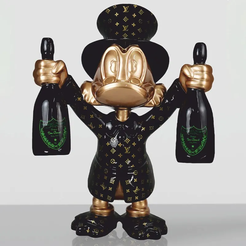 Wochenendangebot Casa Padrino escultura decorativa XXL pato negro / oro A. 120 cm - Figura decorativa grande