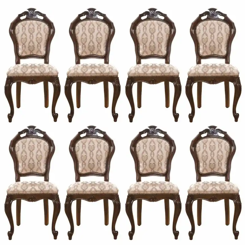 Direkt Vom Hersteller Casa Padrino conjunto de 8 sillas de comedor barrocos de lujo beige / marrón oscuro - Muebles barrocos