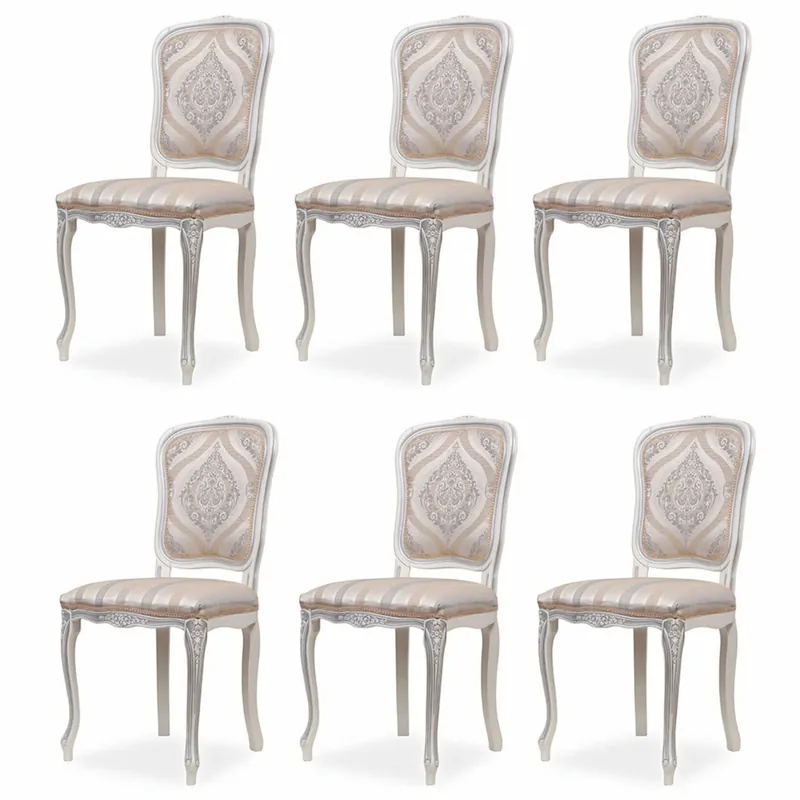 Top-Angebot Casa Padrino conjunto de 6 sillas de comedor barrocos de lujo beige / gris / blanco - Muebles barrocos